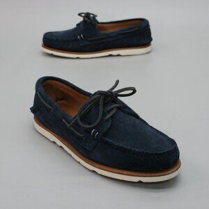 Sperry Mens 8 Top-Sider Sunspel Navy Blue Suede 2-Eye Moc Loafers Boat Shoes USA